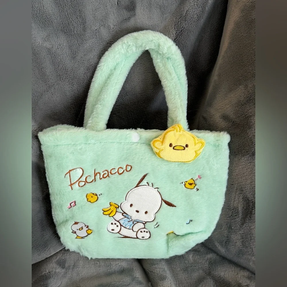 ❤️❤️SANRIO MYSTERY BUNDLE w/ Green Pochacco Plush Tote Bag Snap Closure